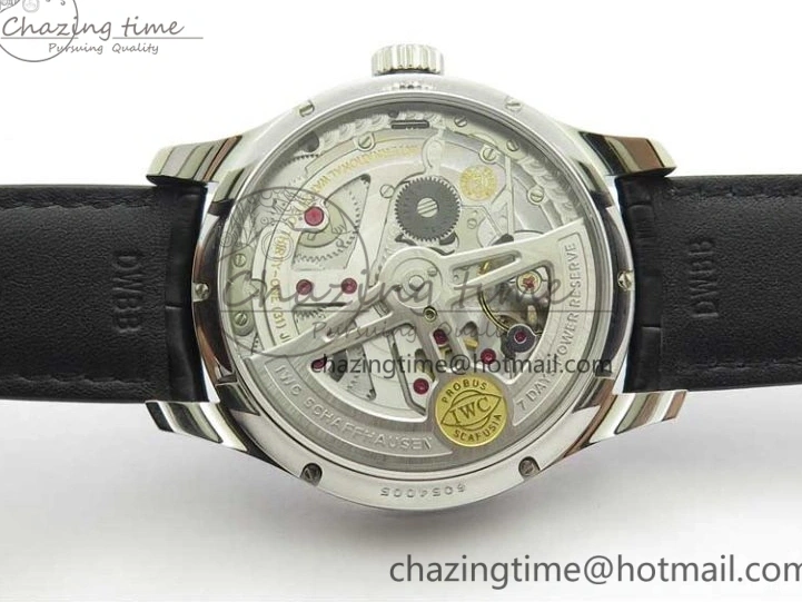 MIROTIME 0211 Portuguese Real PR Real Annual Calendar IW503502 ZF 1:1 Best Edition Black Dial Steel Markers on Black Leather Strap A StreetReady 7134